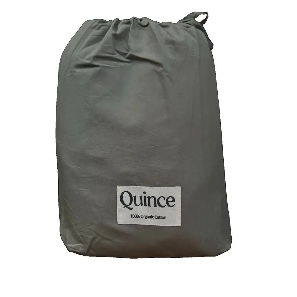NEW Quince Organic Crisp Percale Duvet Cover Full Queen Dried Sage 88x92 NWOT
